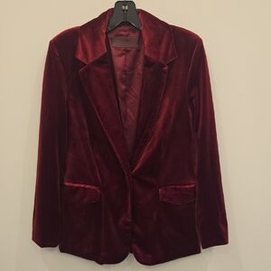 Blank NYC Women's Velvet Blazer - Deep Red